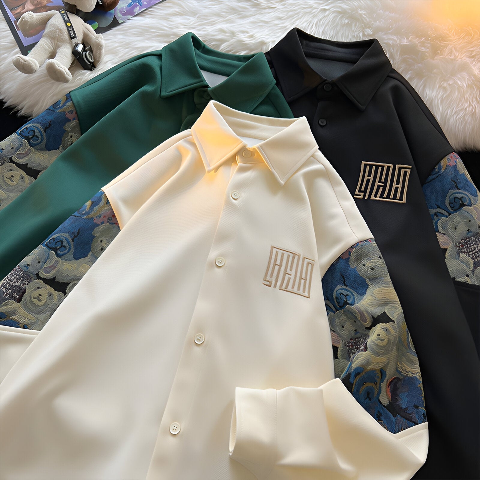 Dennis | Retro-inspirierte Hemdjacke mit gesticktem Bären