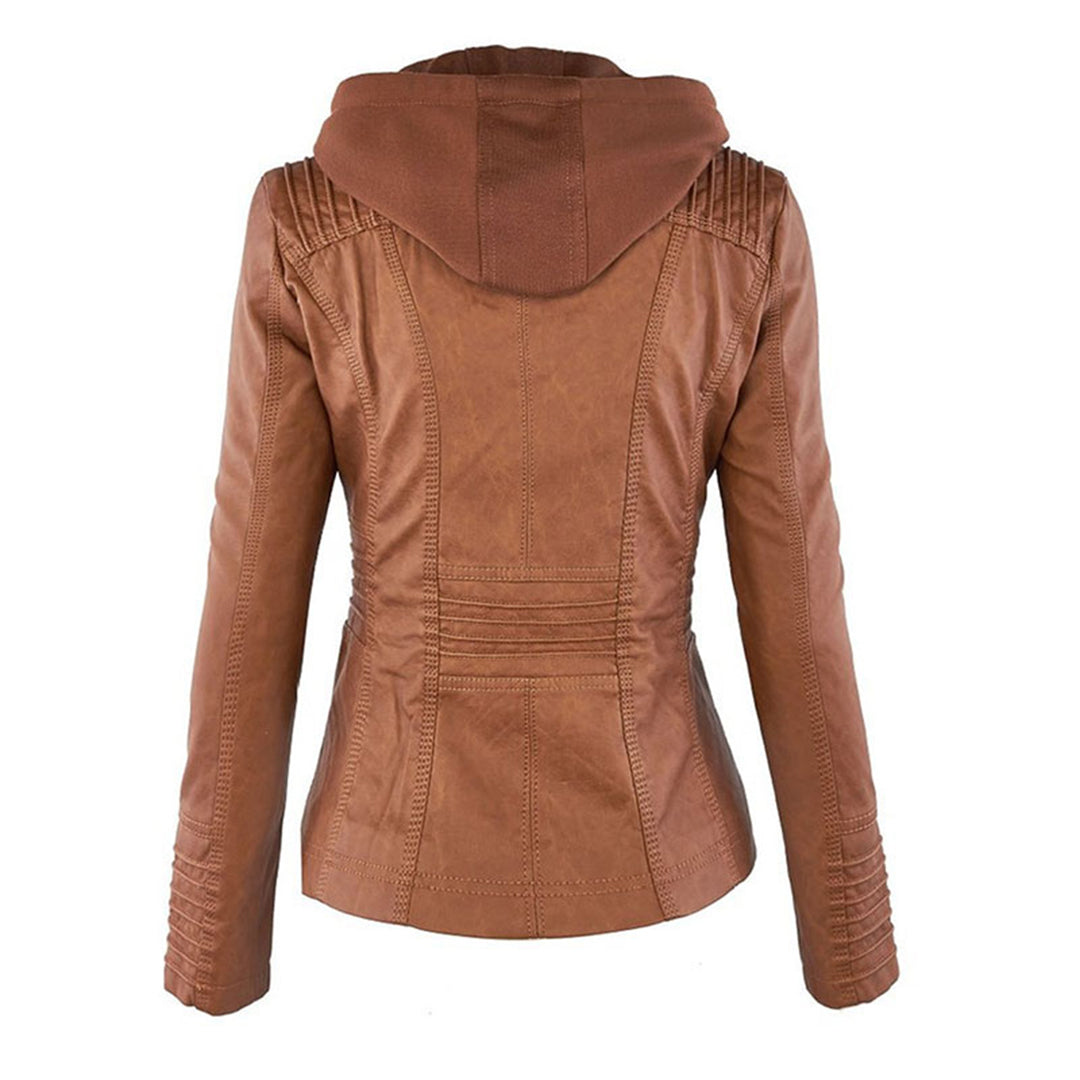 Zanda - Frühlingsjacke aus Leder mit Taschen und Reißverschluss
