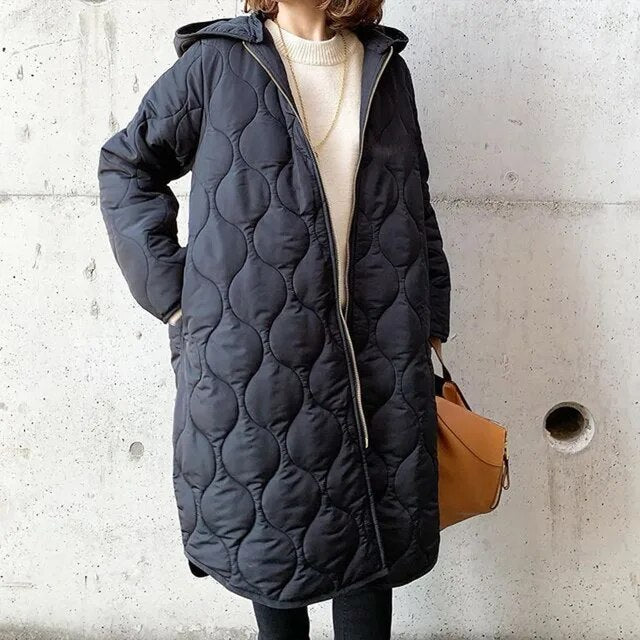 Lange Wattierte Daunenjacke