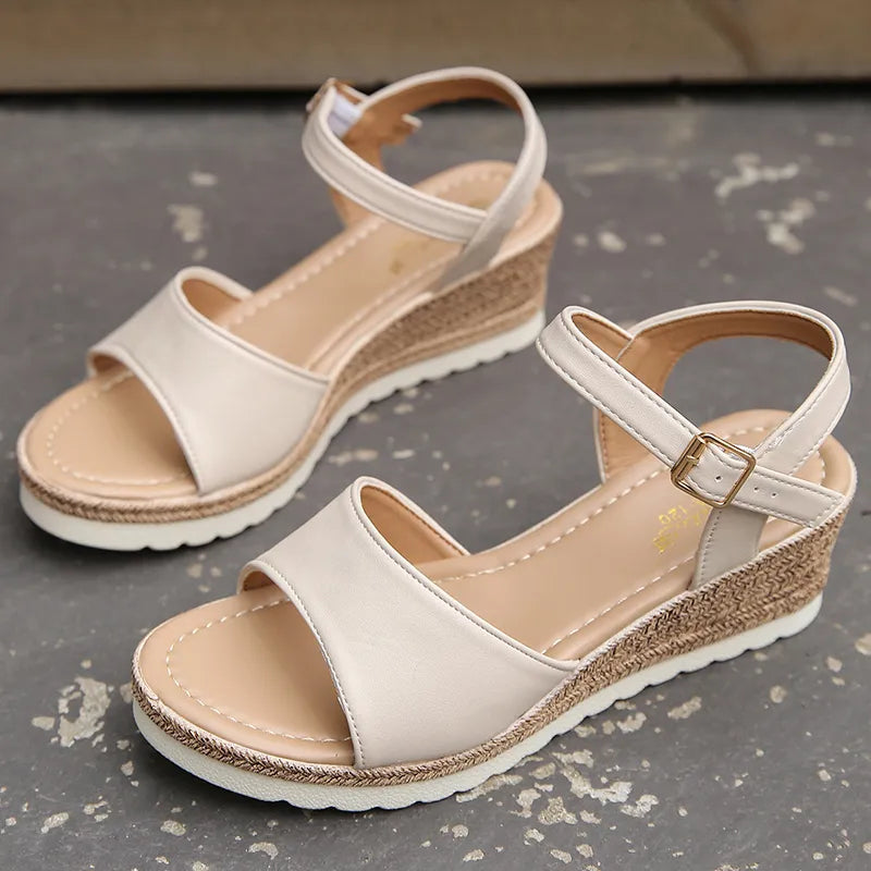 Zephyrine - Knöchelschnalle Dicke Sohle Wedges Sandalen