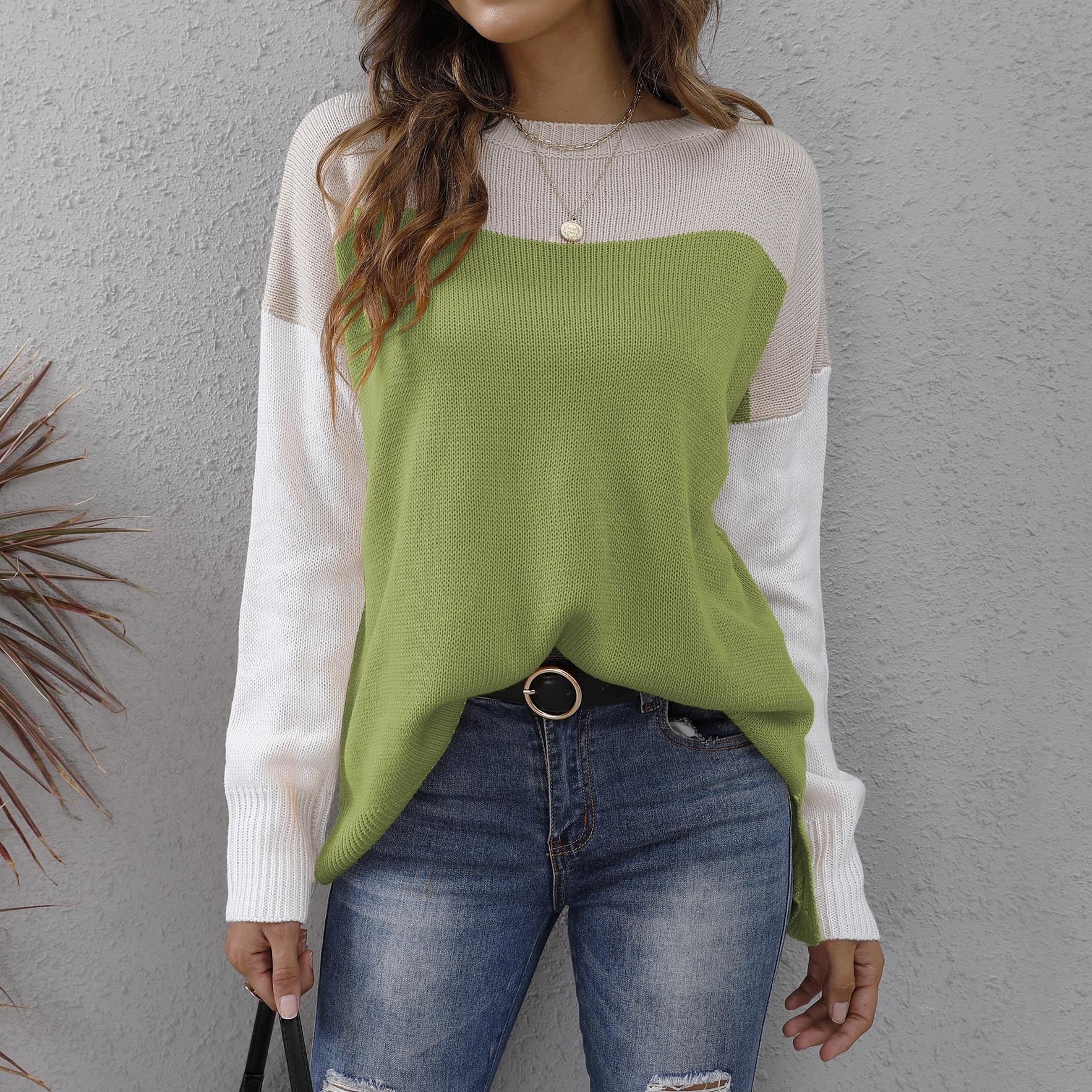 Zweifarbiger Pullover für Damen