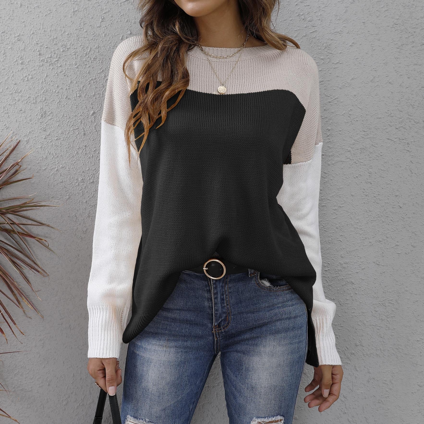Zweifarbiger Pullover für Damen
