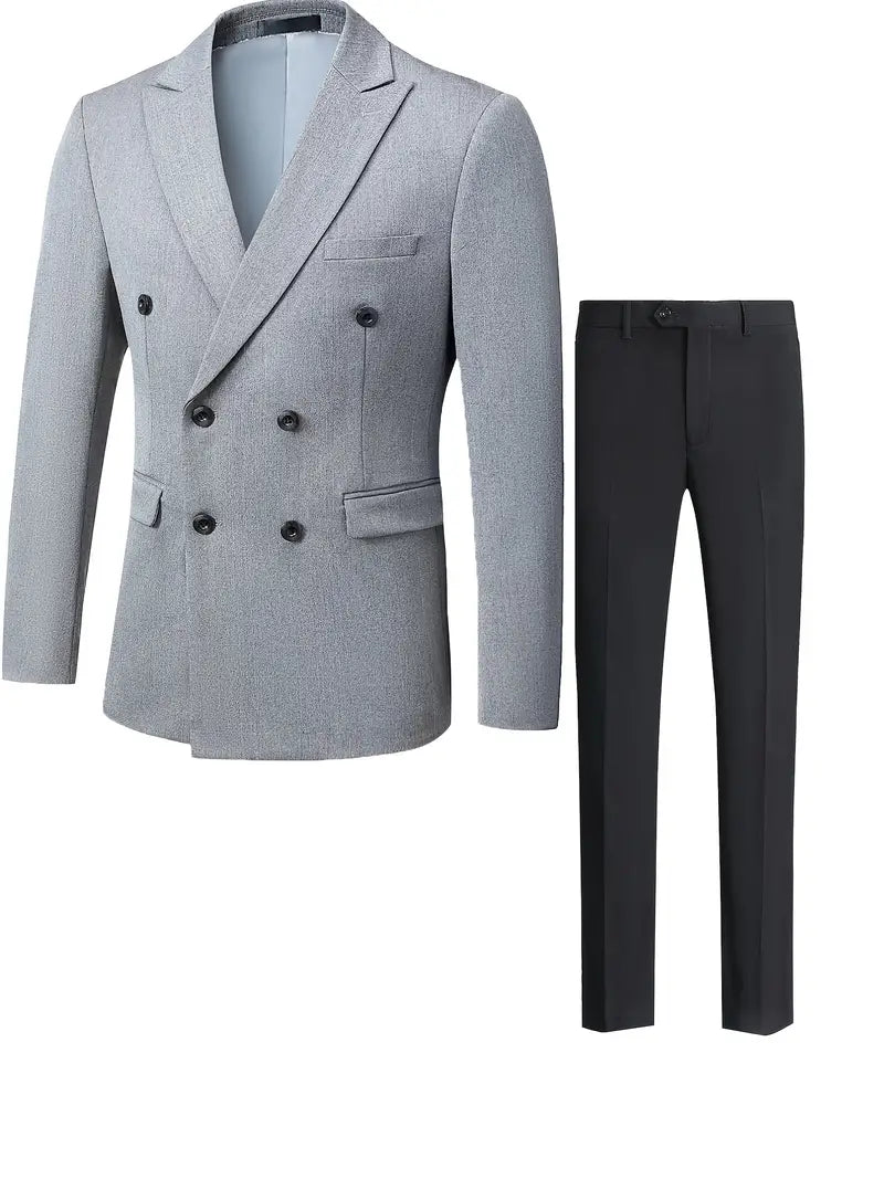 Anzug mit gestreiftem Blazer und Hose mit gekerbtem Revers