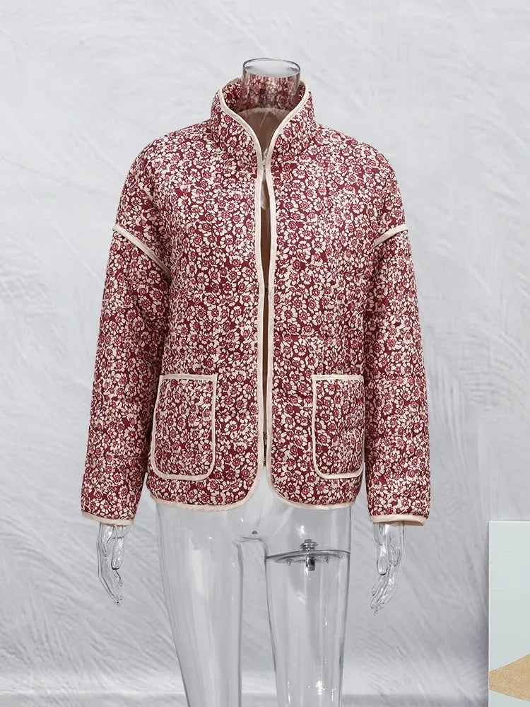 Lily - Schicke und Stilvolle Vintage Blumenprint Herbstjacke für Damen