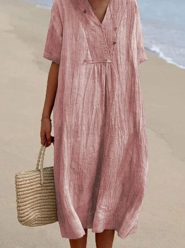 Bonafita Marta: Fließendes Sommerkleid mit V-Ausschnitt