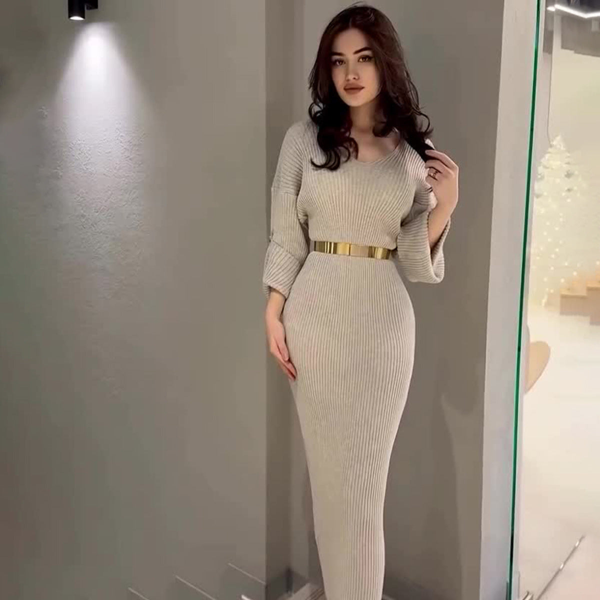 Langes Damenkleid Schwarz Viskose V-Ausschnitt Festlich für Hochzeitsgast und Elegante Abendveranstaltungen