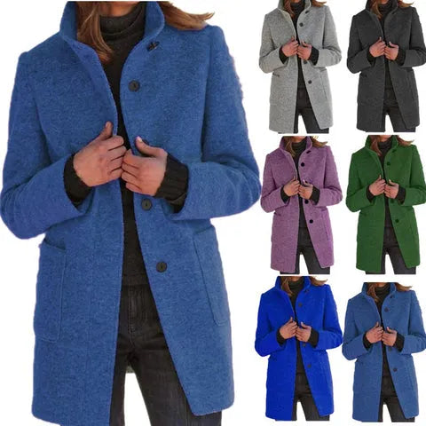 Angeline™ Stilvoller Wollmantel mit Knöpfen