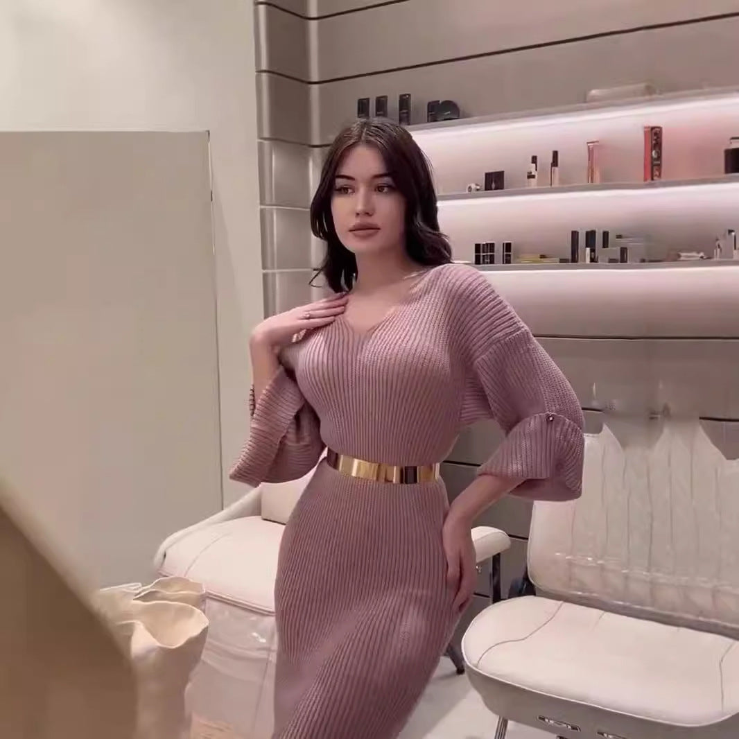 Langes Damenkleid Schwarz Viskose V-Ausschnitt Festlich für Hochzeitsgast und Elegante Abendveranstaltungen