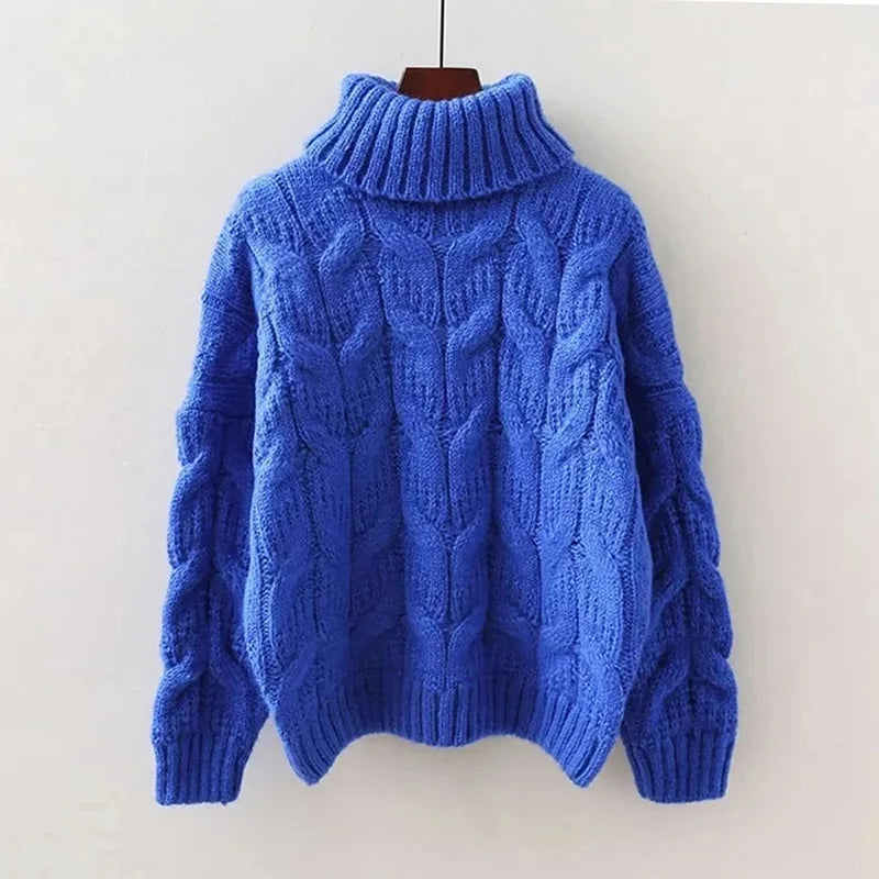 Zopfmuster-Strickpullover für Damen