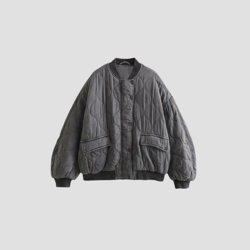 Damenjacke Grau Oversized Polyester