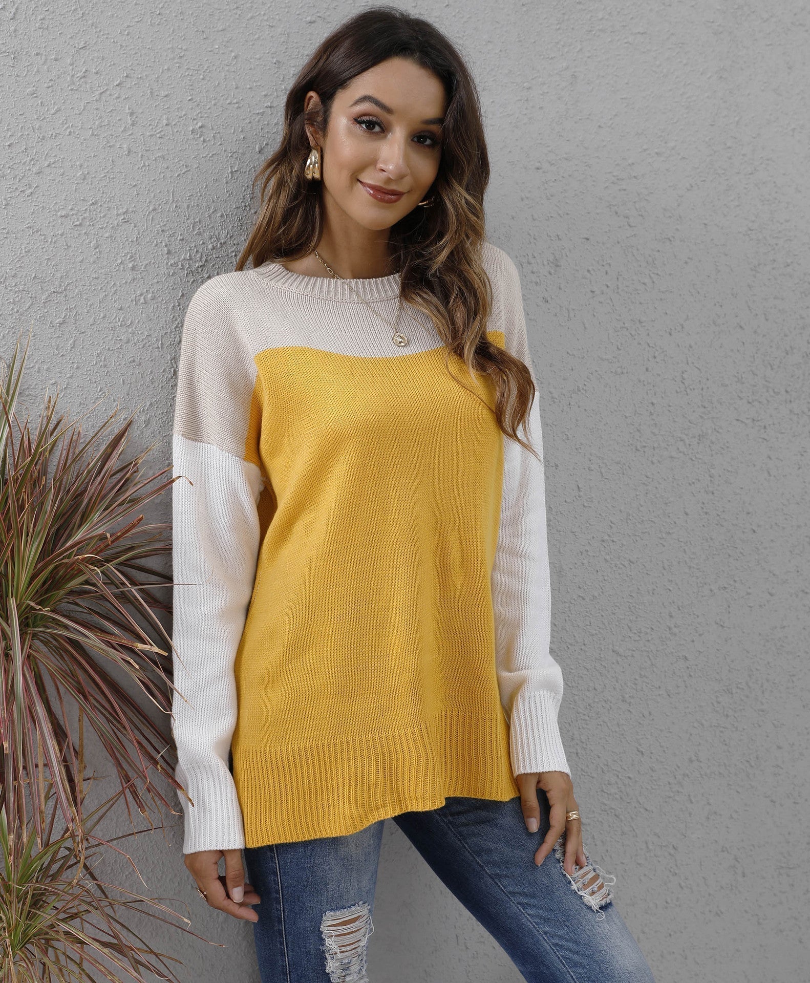 Zweifarbiger Pullover für Damen