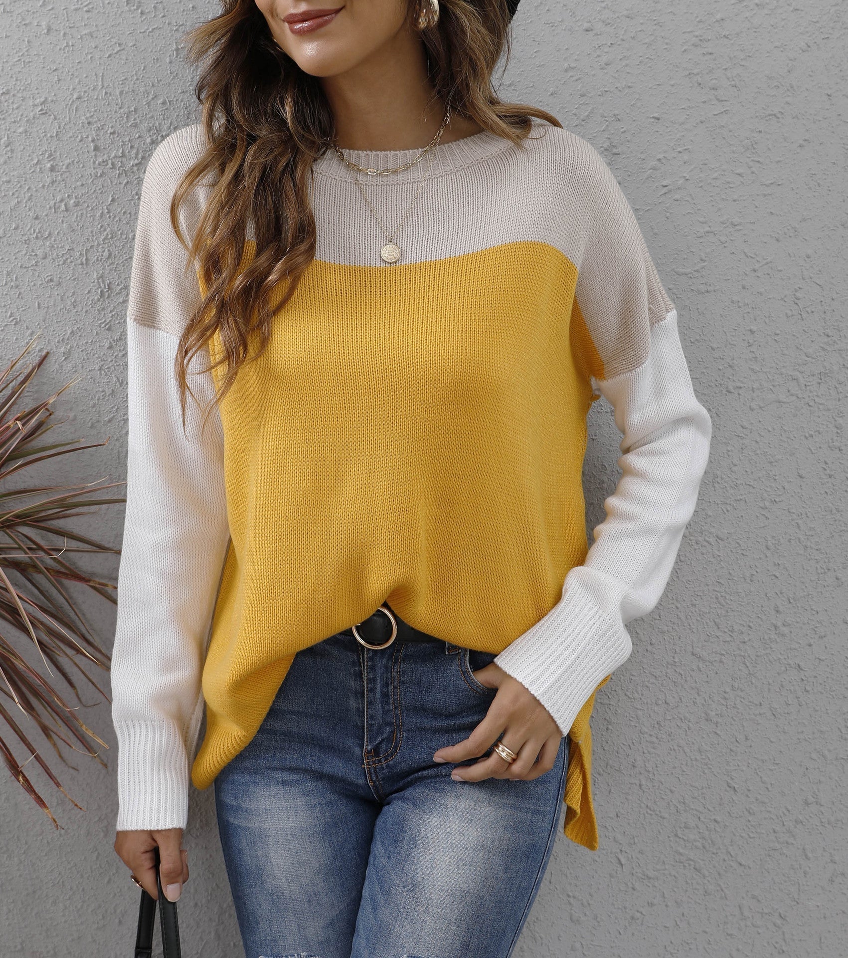 Zweifarbiger Pullover für Damen