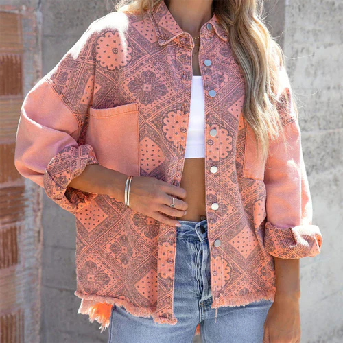 Maeve - Schicke Herbst Rosa Bedruckte Jacke für Damen