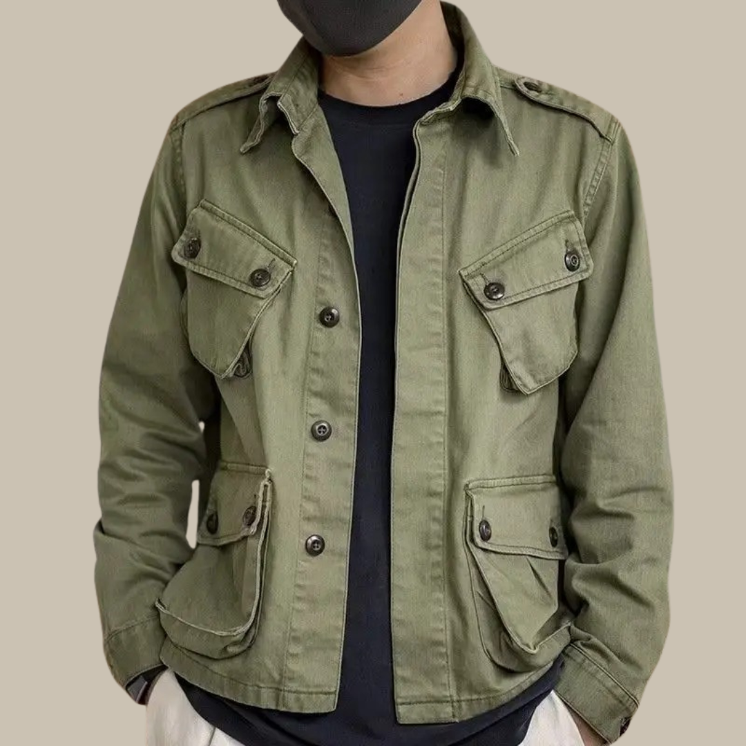 Justin - Lässige und Stilvolle Grüne Multi-Taschen Herbstjacke für Herren