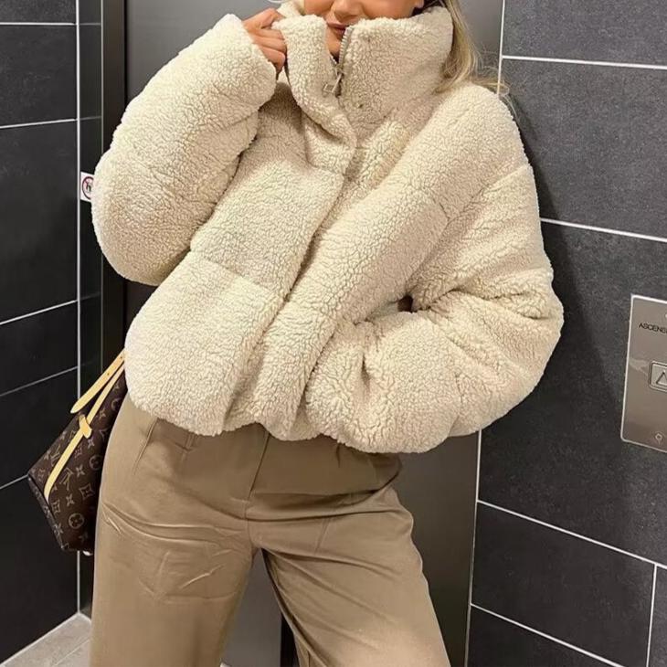 Alora - Schicke Winter Beige Fleecejacke für Damen
