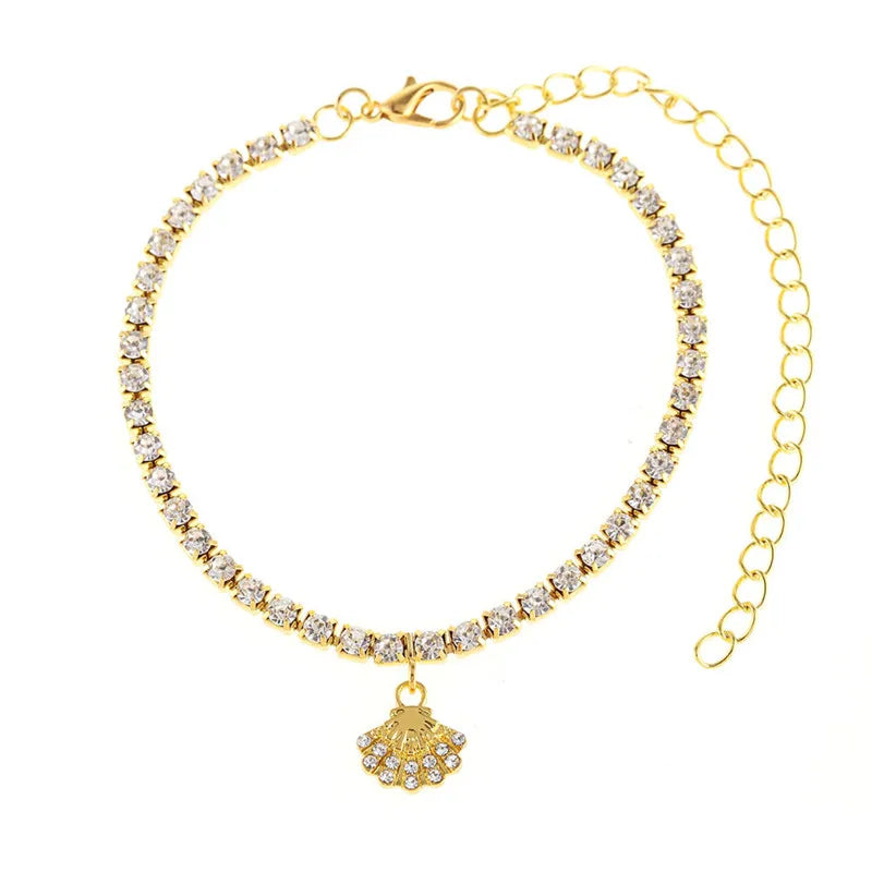 Adelaid | Elegante Muschelhalskette und Fußkettchen