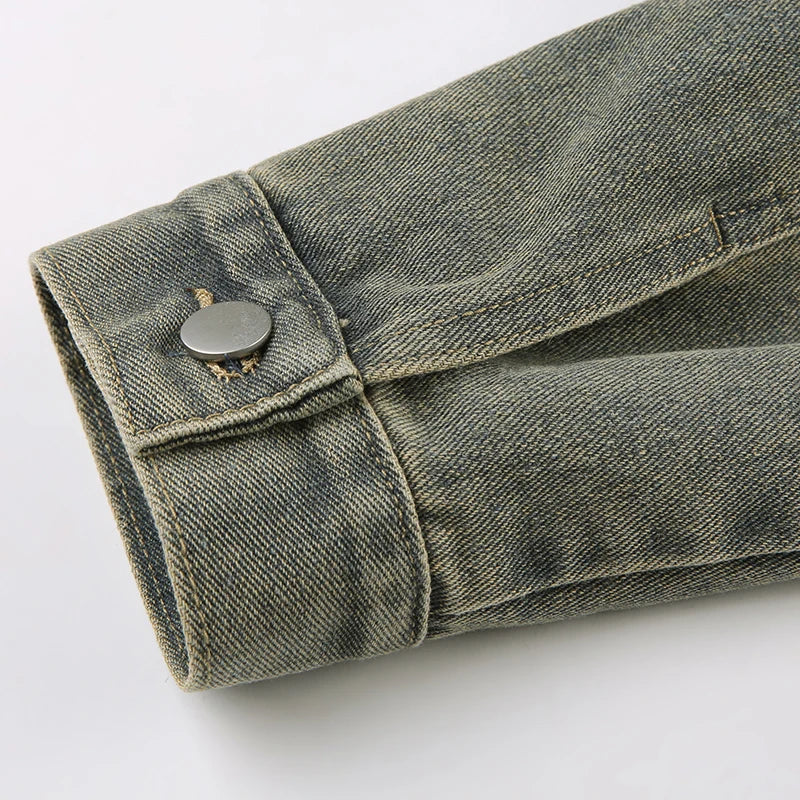 Judy - Lässige Frühling Grüne Kurze Jeansjacke für Damen
