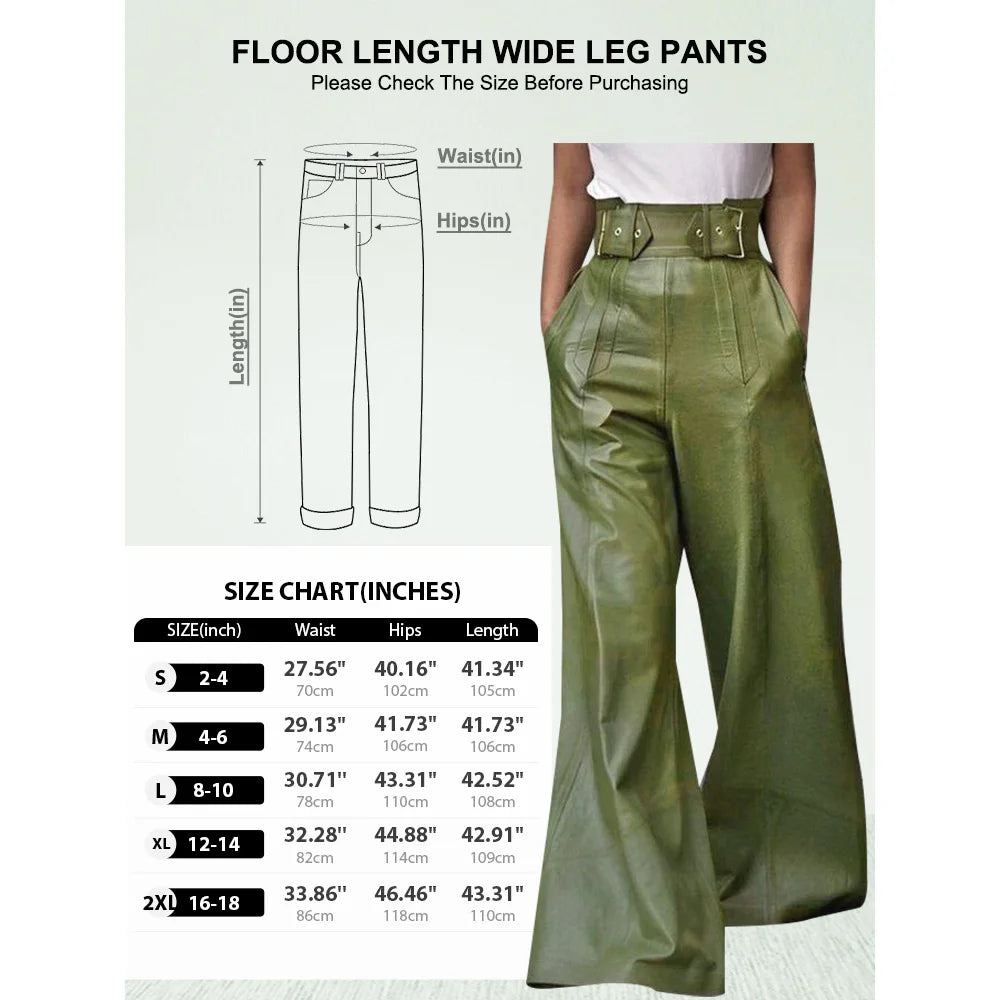 Weite Lederhose mit Hohem Bund | Kunstleder | Elegant und Modern