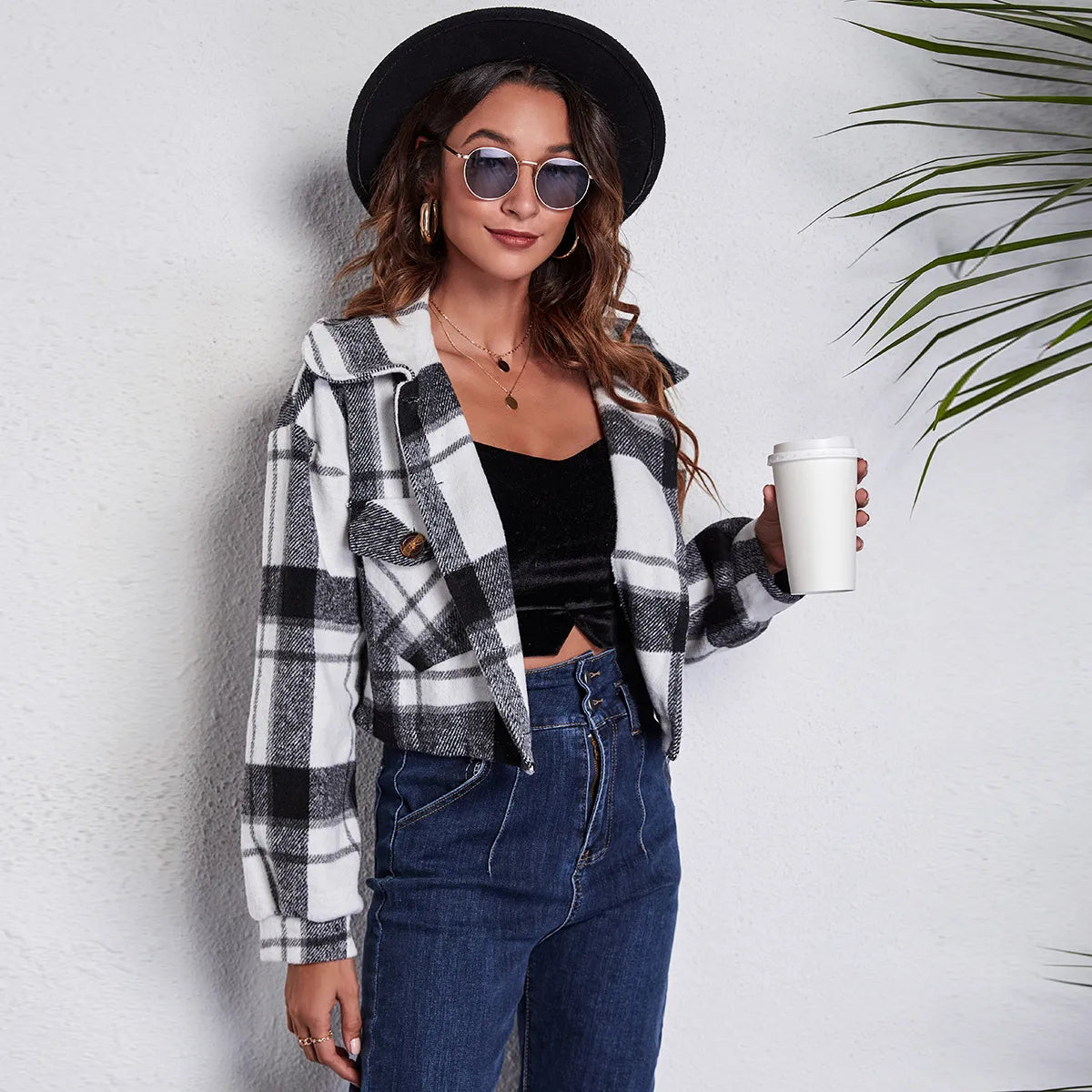 Lora - Schicker Herbst Stilvolle Kurze Kariert Jacke für Damen