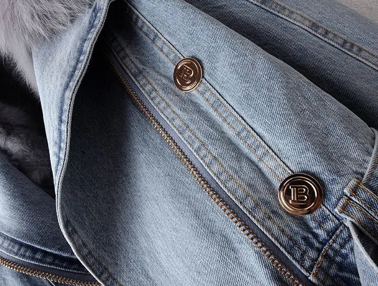 Victoria - Schicke Winter Elegante Jeansjacke mit Pelz für Damen