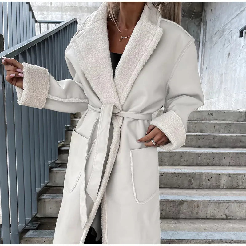 Christy - Schicker Langer Leder-Wintermantel mit Fell für Damen