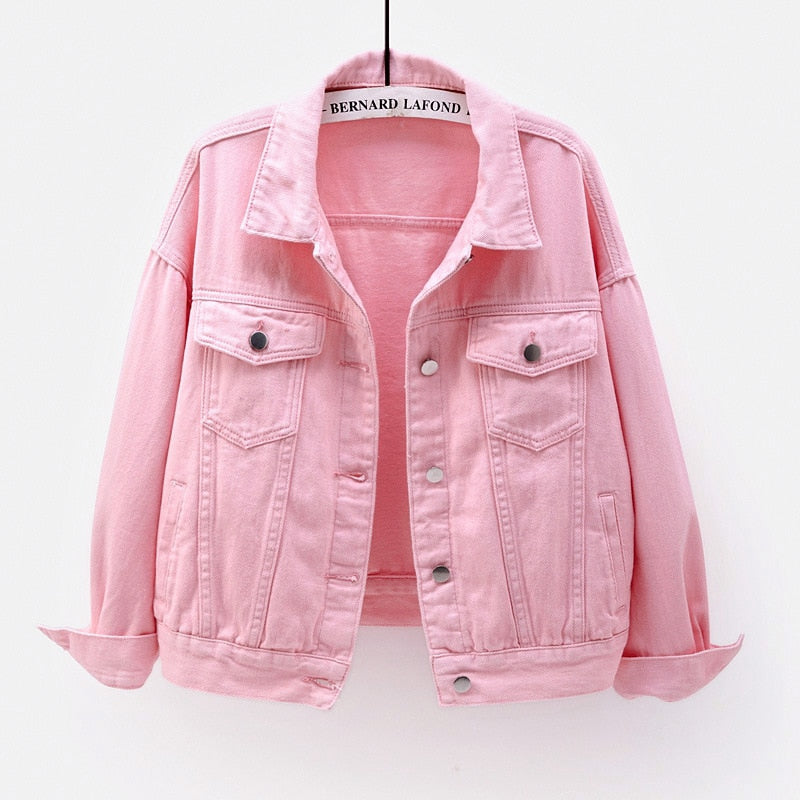 Kathleen - Schicke Frühjahr Pink Denim Jacke für Damen