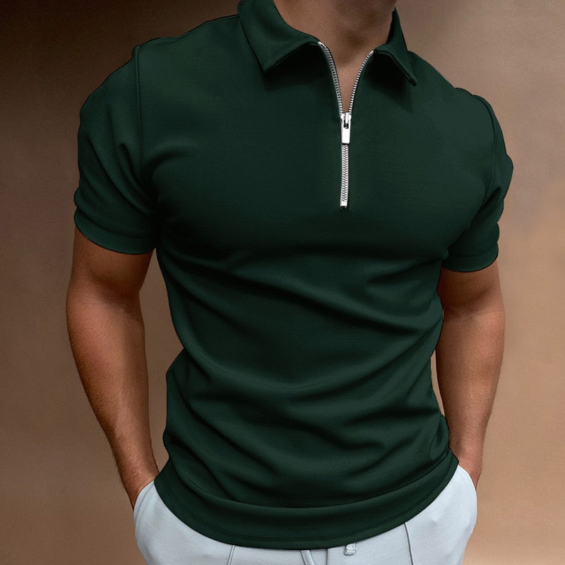 Kurzarm-Shirt mit Reißverschluss für Herren