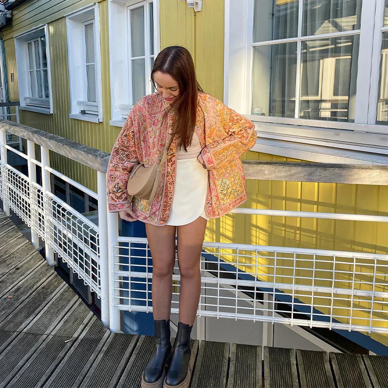 Els - Steppjacke mit Blumenmuster für Damen