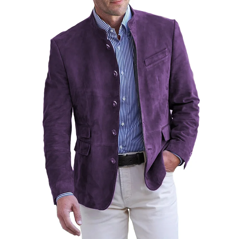 Roam - klassische lederjacke für herren mit knopfverschluss