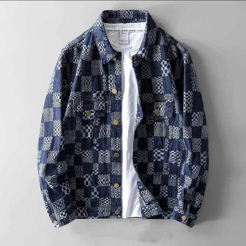 Modische karierte Jeansjacke für Herren