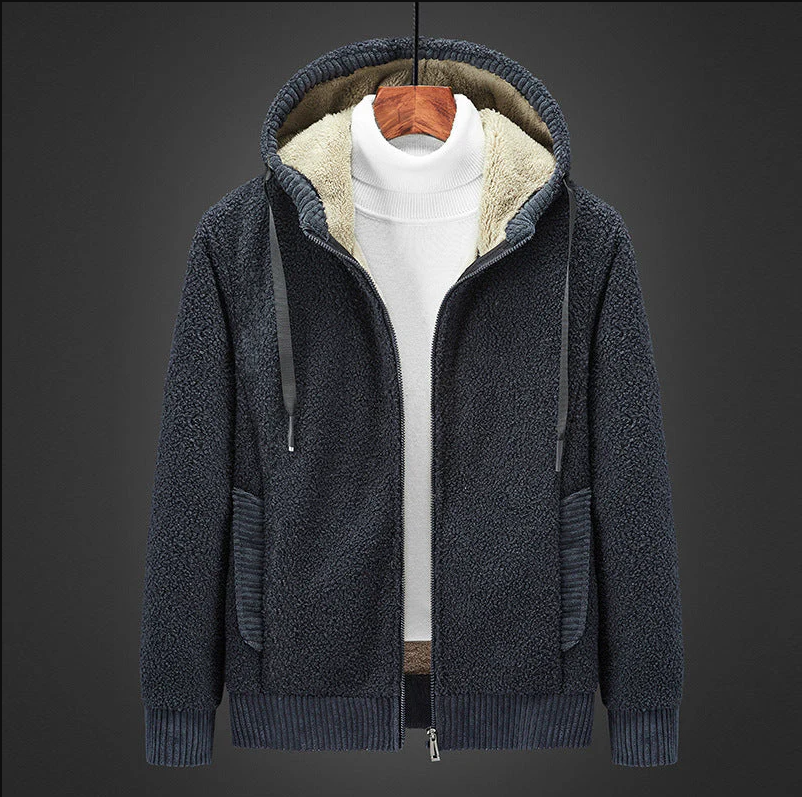Warm gefütterter Herren-hoodie mit reißverschluss