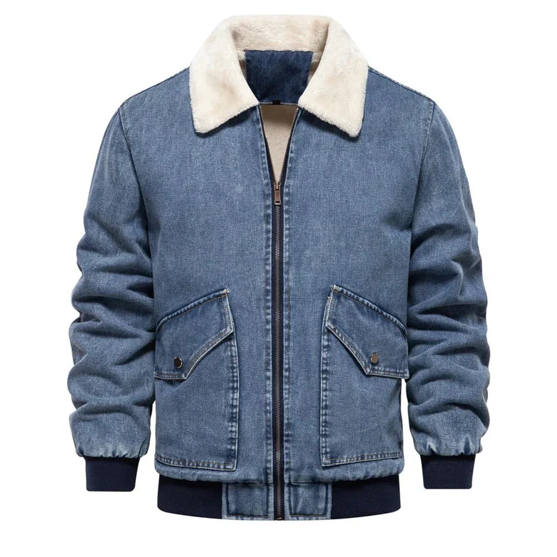 Tony - lässige bomberjacke aus jeansstoff