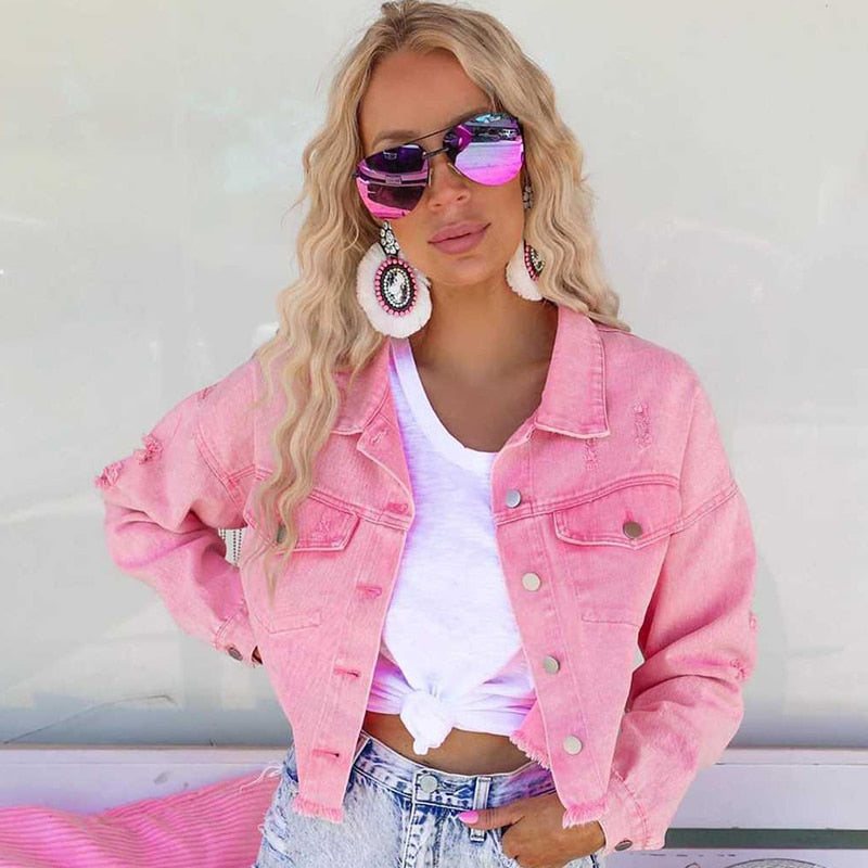 Emery - Schicke und Stilvolle Jeansjacke mit Fransen im Herbst für Damen