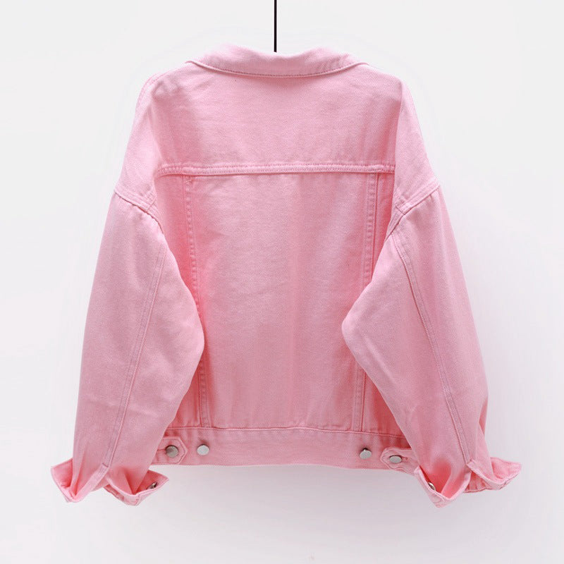Kathleen - Schicke Frühjahr Pink Denim Jacke für Damen