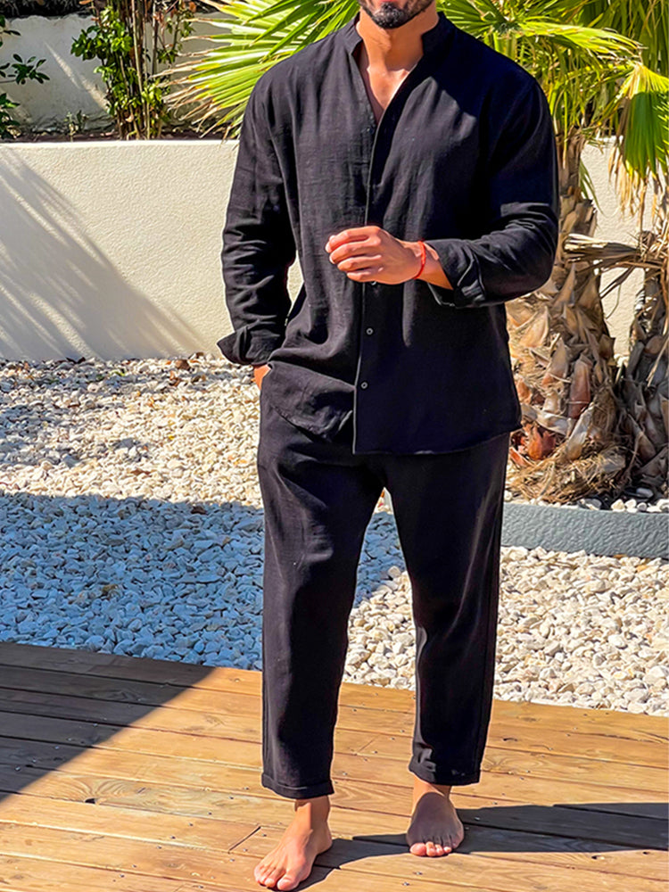 Patrick | Herren Lockeres Leinen Set – Hemd & Knöchelhose