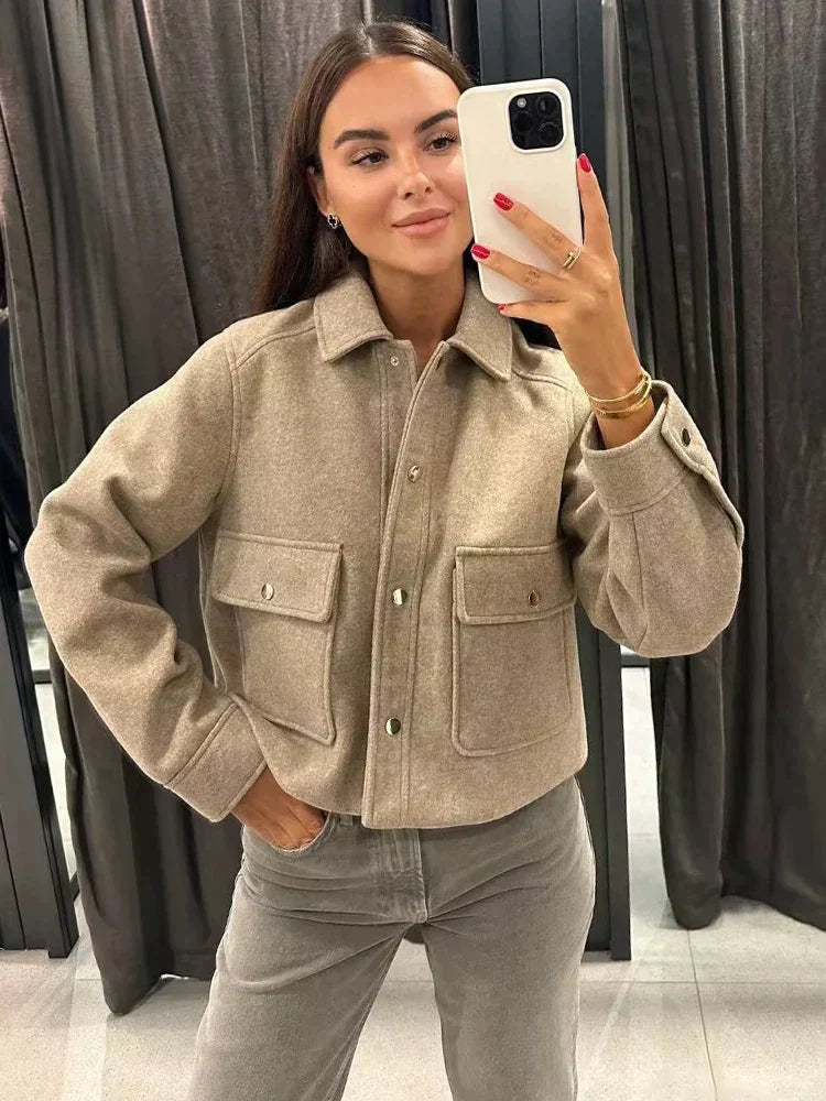 Harper - Schickes und Stilvolles Herbstjacke mit Umgeschlagenem Kragen für Damen