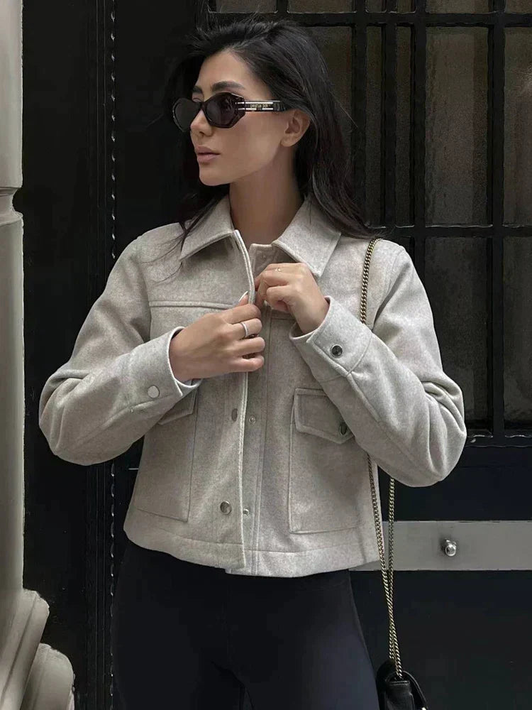 Harper - Schickes und Stilvolles Herbstjacke mit Umgeschlagenem Kragen für Damen