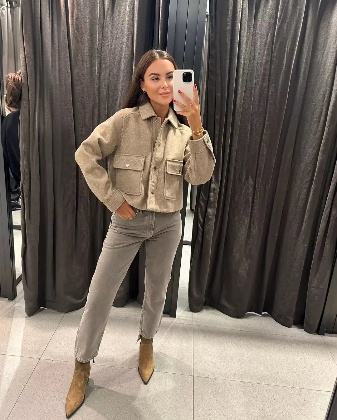 Harper - Schickes und Stilvolles Herbstjacke mit Umgeschlagenem Kragen für Damen