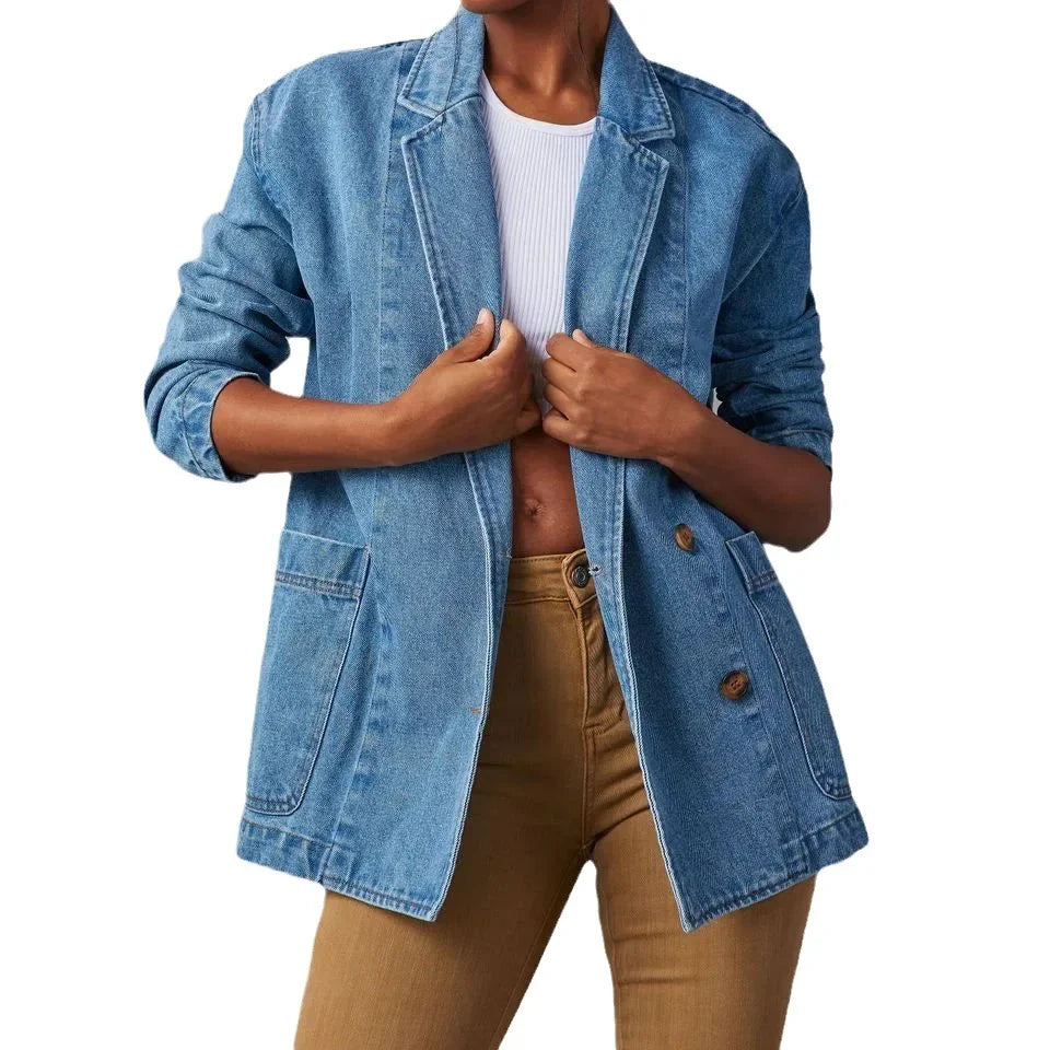 Brooke - Lässiger Herbst Jeansblazer mit Knopftaschen für Damen