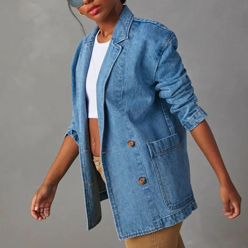 Brooke - Lässiger Herbst Jeansblazer mit Knopftaschen für Damen