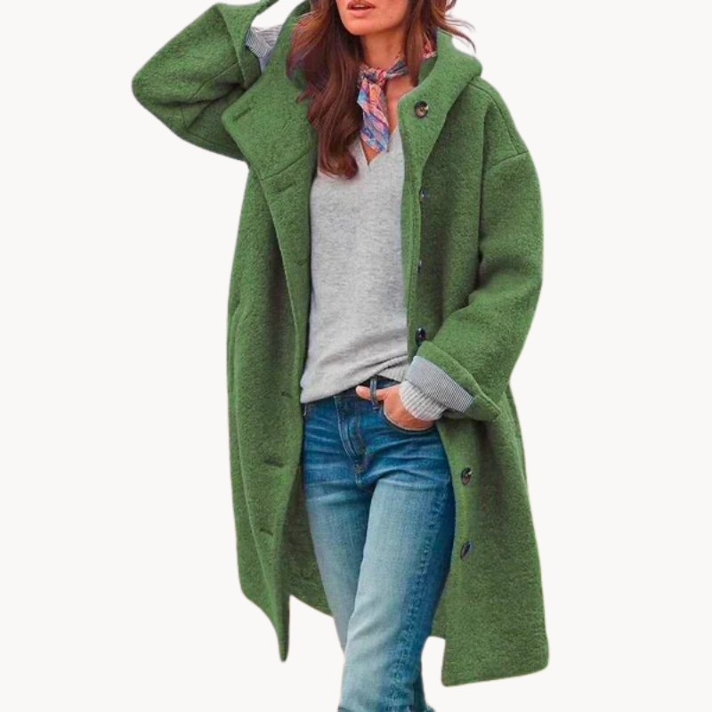 Dianne | Eleganter Maxi-Mantel mit Kapuze für Damen