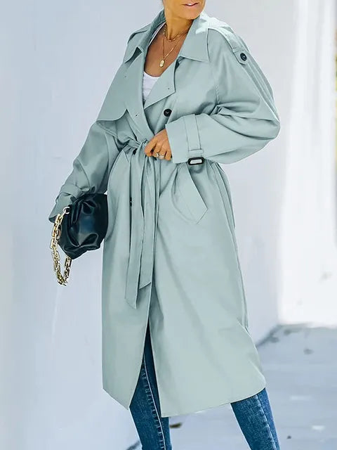 Eurika - Langer Trenchcoat mit doppelter Knopfreihe