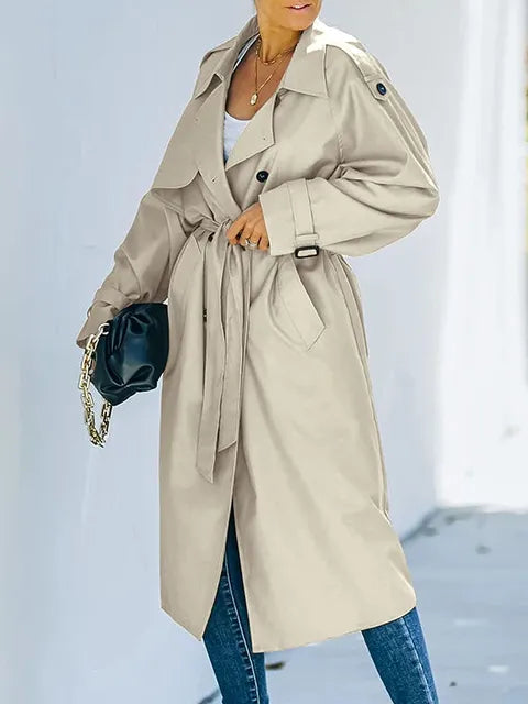 Eurika - Langer Trenchcoat mit doppelter Knopfreihe