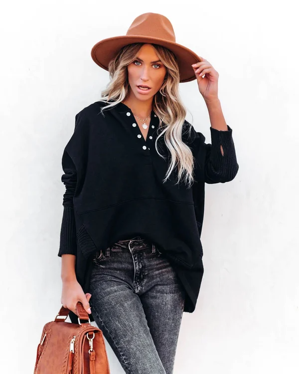 Amara - Lässige Herbst V-Ausschnitt Hoodie für Damen