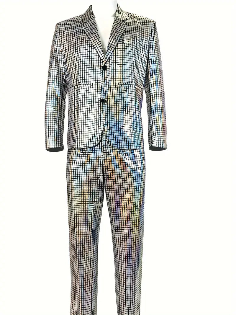 Eleganter, schicker, karierter Blazer mit glänzendem Muster