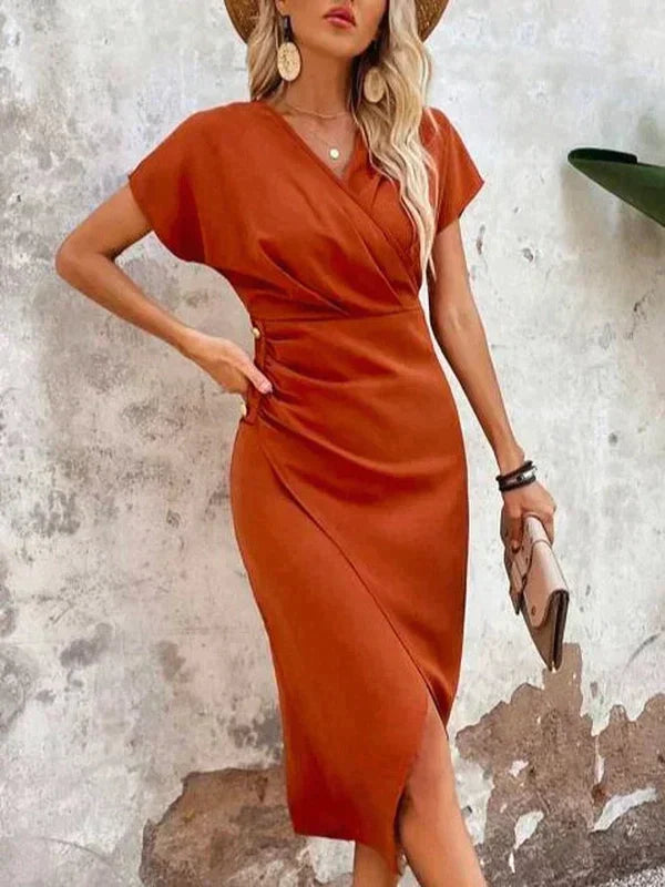 Larissa | Damen Midikleid mit V-Ausschnitt