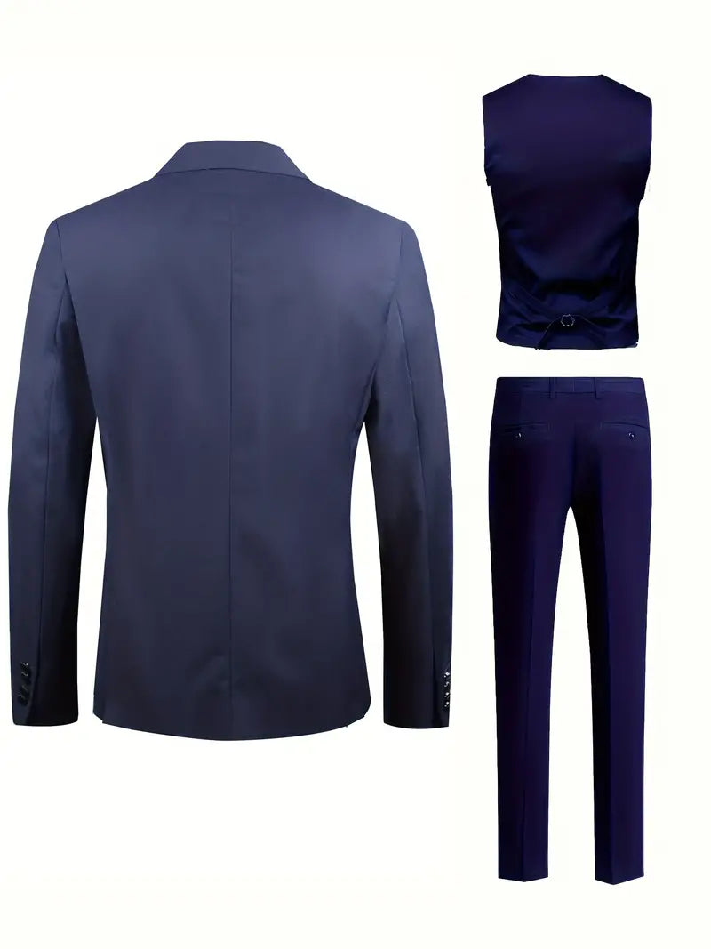 Formales 3-teiliges Set Zweireihige Anzugjacke
