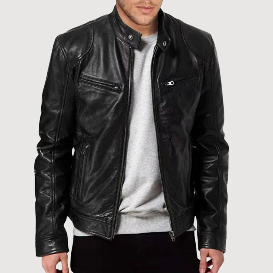 Stilvolle Biker Herren Lederjacke