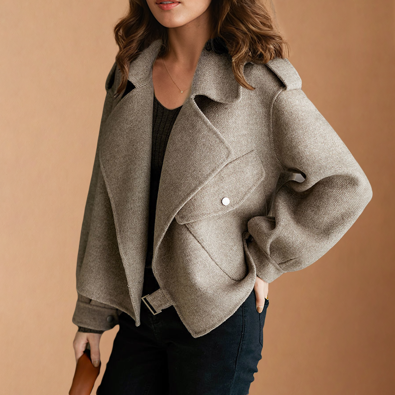 Belle - Schicker Winter Grauer Stilvoller Mantel für Damen