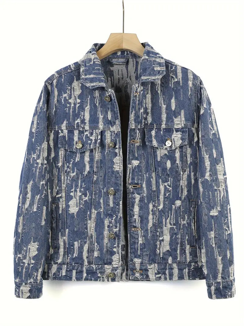 Jacquard Jeansstoff Anzug Knopfleiste Jacke & Trendiges Jeans-Set